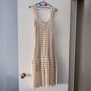 Vince Beige Crochet Dress with Slip| Converts to Midi and above Knee | M